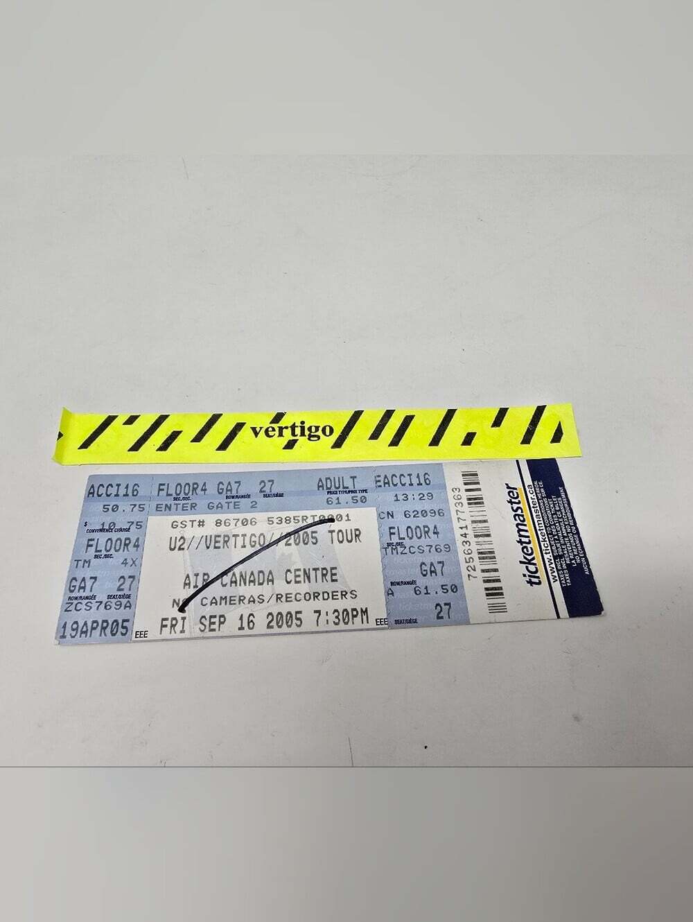 U2 Concert Stub Vintage Y2K Toronto Ticket + Wristband 2005 Vertigo Tour ACC
